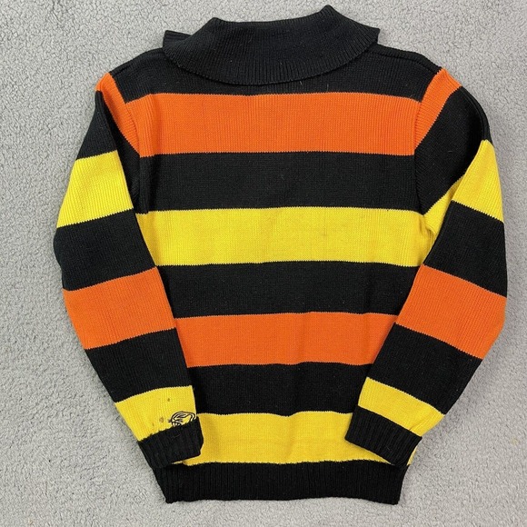 Arctic Wear Arctic Cat Vintage 80s Black Orange 1/4 Button Up Snowmobile Sweater - Picture 4 of 8